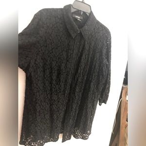 Button down lace top